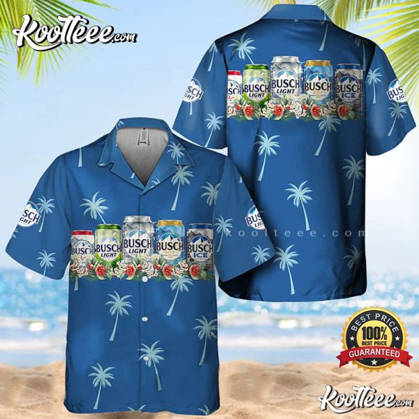 Blue Palm Tree Busch Light Hawaiian Shirt