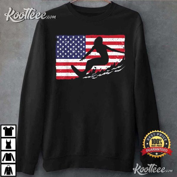 Cool Surfing 4th Of July American Flag Surfer T-Shirt