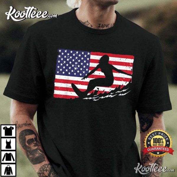Cool Surfing 4th Of July American Flag Surfer T-Shirt