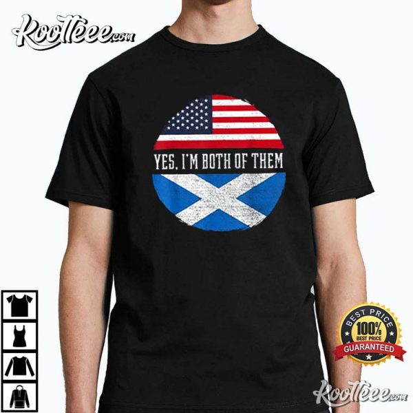 Half American Half Scottish USA Flag Scotland Heritage DNA T-Shirt
