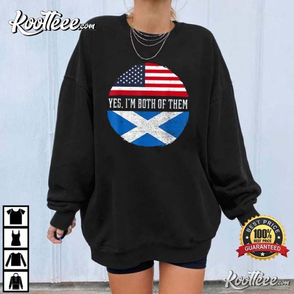 Half American Half Scottish USA Flag Scotland Heritage DNA T-Shirt