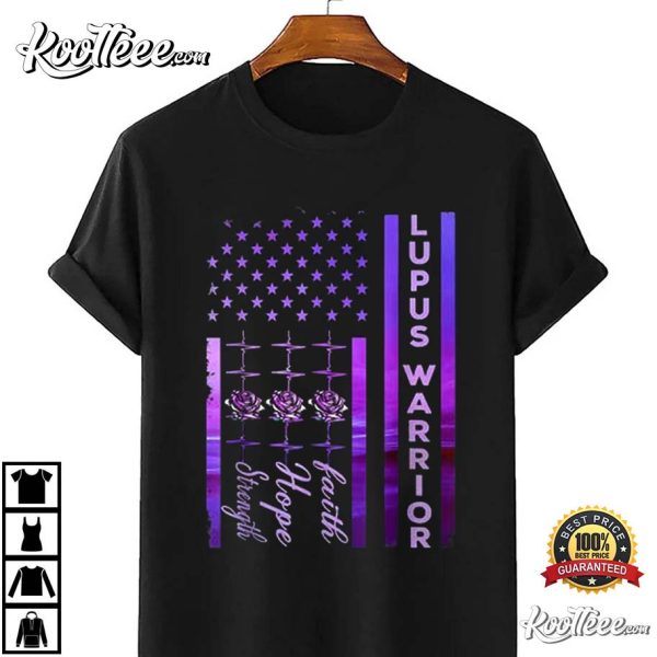 Lupus Awareness American Usa Flag Lupus Warrior T-Shirt