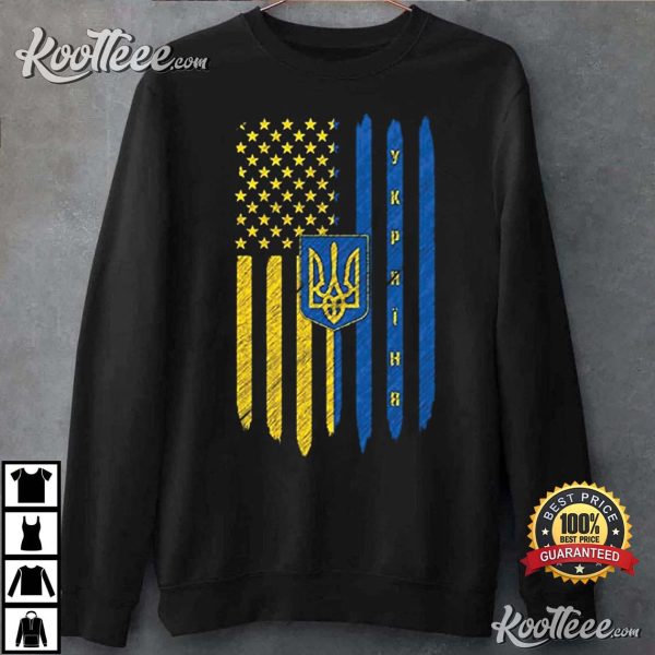 Ukraine USA Ukrainian American Flag Love Home 4th Of July T-Shirt