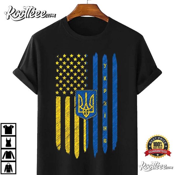 Ukraine USA Ukrainian American Flag Love Home 4th Of July T-Shirt