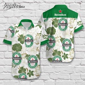 Heineken Brewed Beer Green Tropical Flower Pattern Hawaiian Shirt