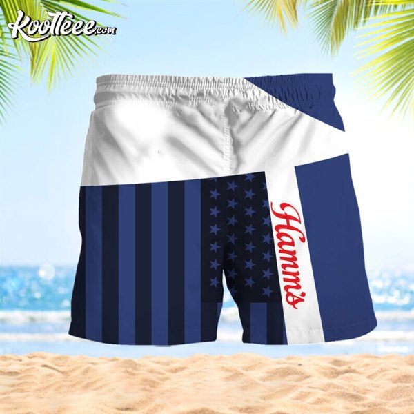 Summer American Flag Patch Hamm’s Beer Hawaiian Shorts