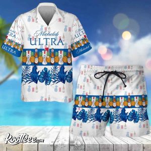 Tropical Pineapple Michelob Ultra Beer Hawaiian Shirt Hawaiian Shorts