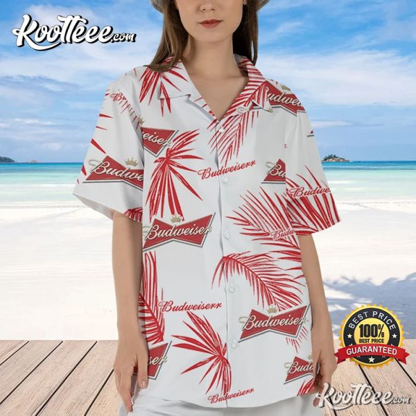 Budweiser Palm Leaves Pattern Hawaiian Shirt