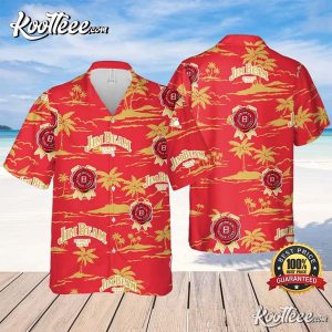 Jim Beam Beach Pattern Aloha Hawaiian Shirt