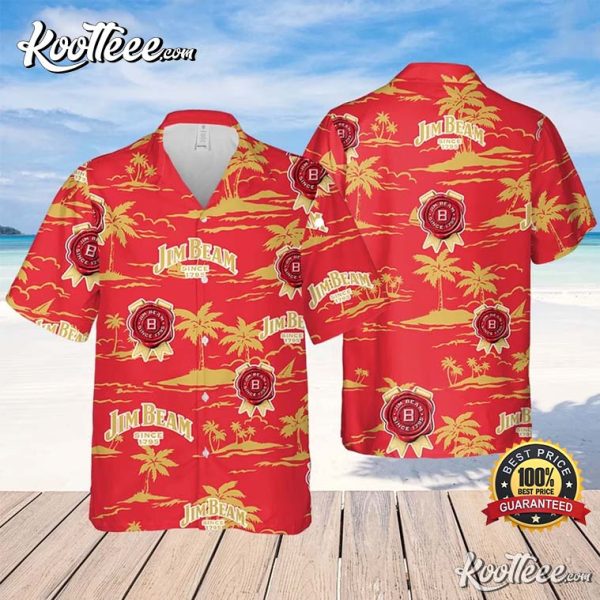 Jim Beam Beach Pattern Aloha Hawaiian Shirt