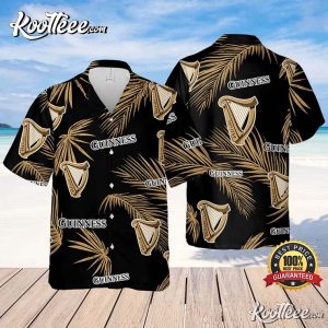 Guinness Palm Leaves Pattern Hawaiian Shirt