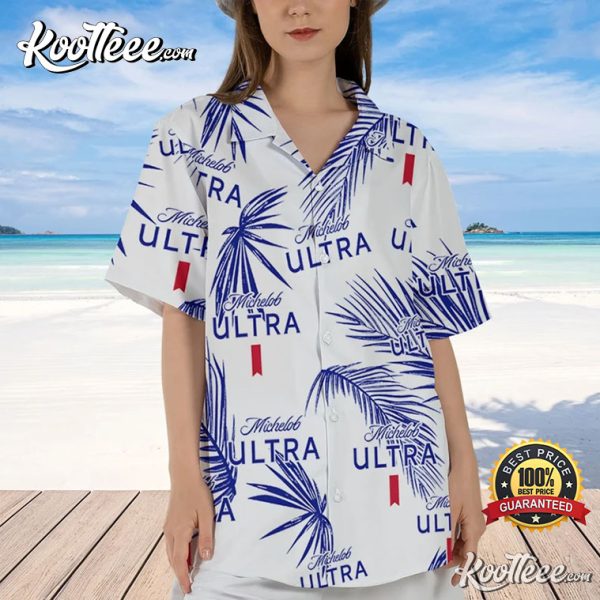 Michelob Ultra Palm Leaves Pattern Hawaiian Shirt