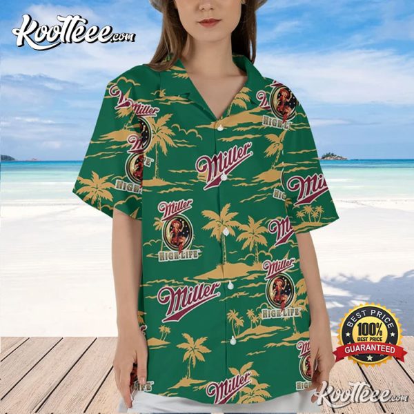Miller High Life Beach Pattern Hawaiian Shirt
