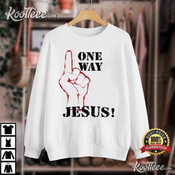 One Way Jesus People Christian Revolution Finger Up T-Shirt