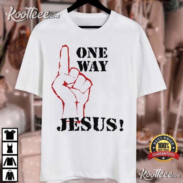 One Way Jesus People Christian Revolution Finger Up T-Shirt