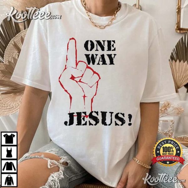 One Way Jesus People Christian Revolution Finger Up T-Shirt