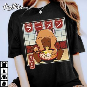 Cute Capybara Eating Ramen Japanese Anime Kawaii Gift T-Shirt