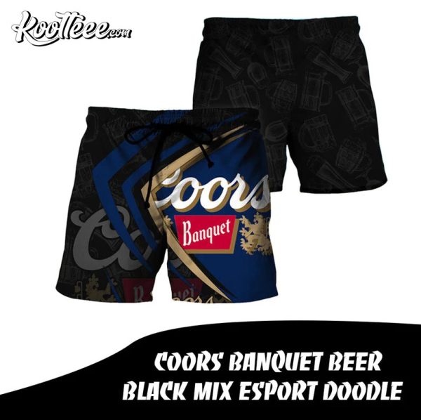 Coors Banquet Beer Black Mix Esport Doodle Hawaiian Shorts