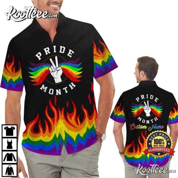 Hand Rainbow LGBTQ Tropical Floral Hawaiian Shirt