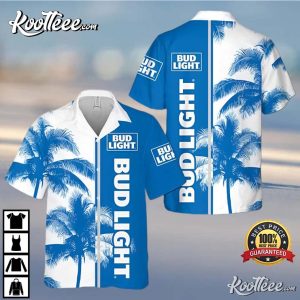 Bud Light Classic Blue Tropical Coconut Tree Hawaiian Shirt