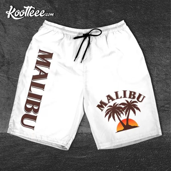 Beige Malibu Summer Beer Hawaiian Shorts