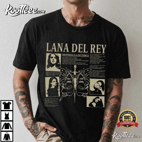 Lana Del Rey Vintage Happiness Is A Butterfly Tour T-Shirt