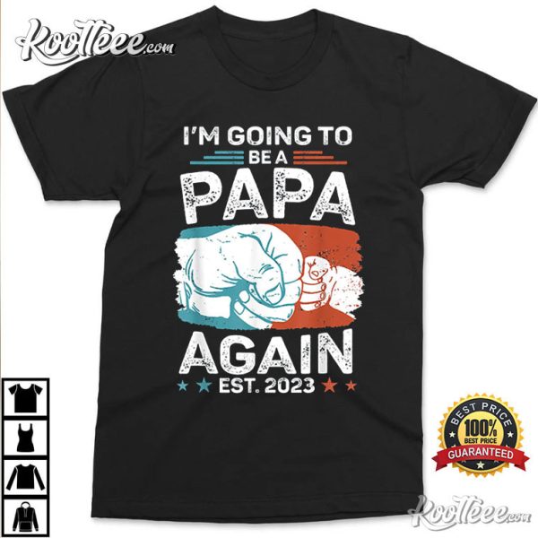Promoted To Papa Again Est 2023 Pregnancy Announcement T-Shirt