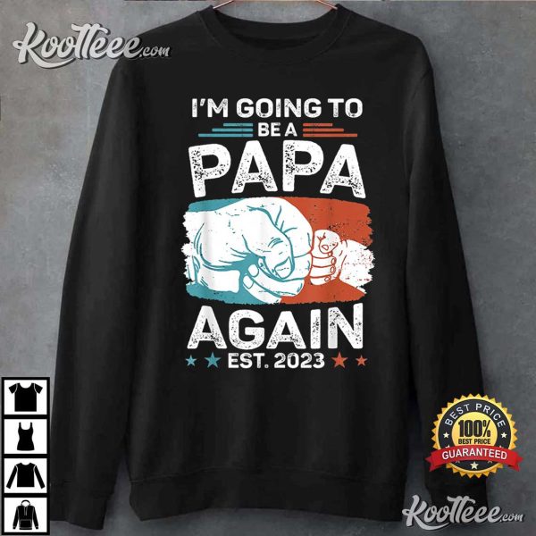 Promoted To Papa Again Est 2023 Pregnancy Announcement T-Shirt