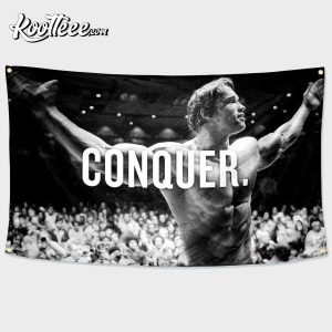 Conquer For Arnold Schwarzenegger Feet Banner Gym Flag 1