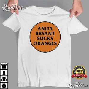 Anita Bryant Sucks Oranges Button LGBTQ 1970s T Shirt 4