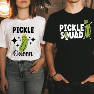 Pickle Matching Pickle Queen And King Funny Pickle Couple T-Shirt