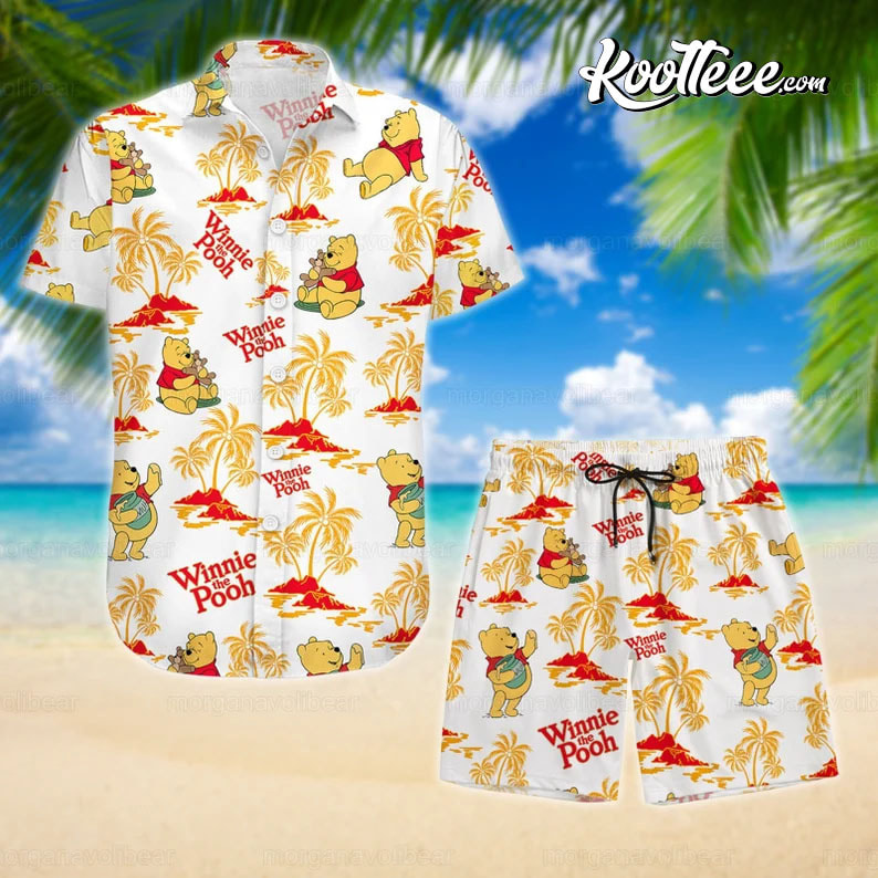 Pooh Bear Cute Cartoon Hawaiian Shirt And Shorts