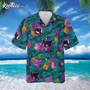 Gengar Ghost Pokemon Button Up Hawaiian Shirt 2
