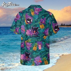 Gengar Ghost Pokemon Button Up Hawaiian Shirt 3