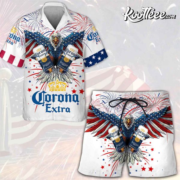 Independence Day Corona Extra Beer Hawaiian Shirt And Shorts