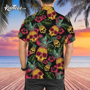 Summer Pineapple Skull Black Hawaiian Shirt 2