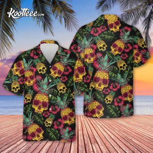 Summer Pineapple Skull Black Hawaiian Shirt 3