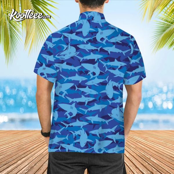 Shark Blue Camo Hawaiian Shirt