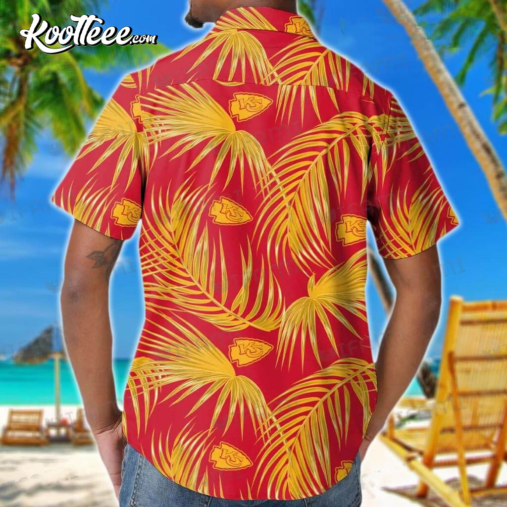 Chiefs Kansas City Logo Pattern Gold Palm Leaf Hawaiian Shirt