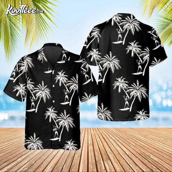 Coconut Tree Skull Black Hawaiian Shirt