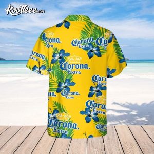 Corona Extra Beer Blue Hibiscus Flower Pattern Hawaiian Shirt 3