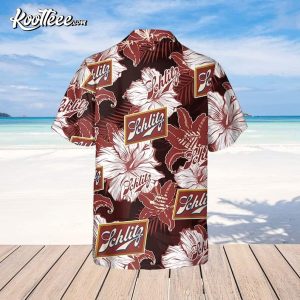 Tropical Flower Pattern Schlitz Beer Hawaiian Shirt 3