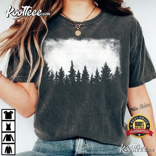Comfort Colors Pine Tree Silhouette Forest Outdoors Camping T-shirt