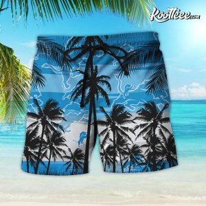 Detroit Lions Vintage Coconut Tree Aloha Hawaiian Shirt