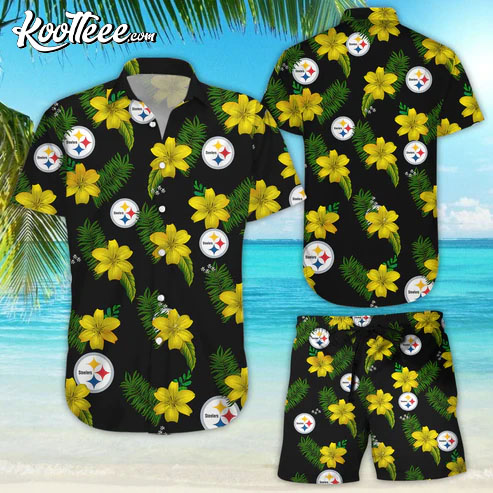 NFL Pittsburgh Steelers Tropical Flower Hawaiian Set