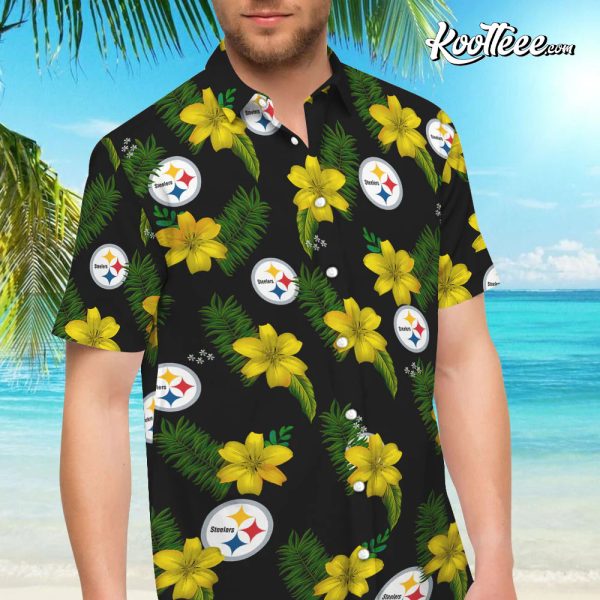 NFL Pittsburgh Steelers Tropical Flower Hawaiian Set