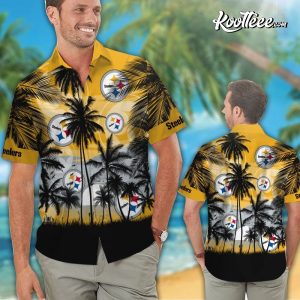 Pittsburgh Steelers Short Sleeve Button Up Tropical Aloha Hawaiian