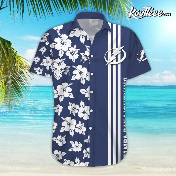 Tampa Bay Lightning Floral Pattern Beach Shorts Hawaiian Shirt