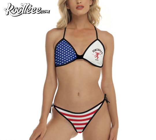 American Flag Fireball Whisky Bikini Set Swimsuit
