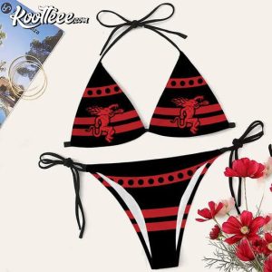 Red Stripe Fireball Triangle Bikini Set Swimsuit